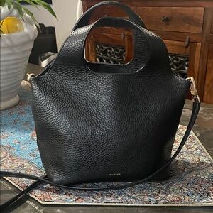 Cuyana Textured Black Leather Tote